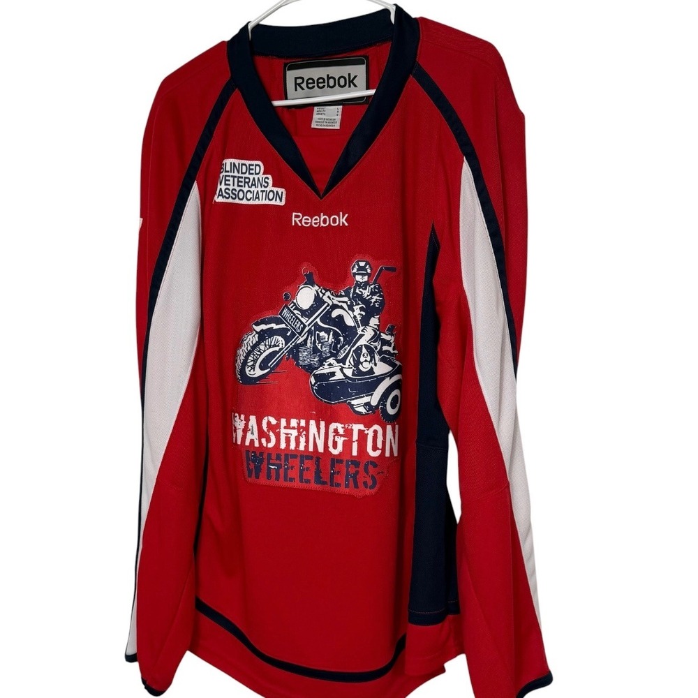 Reebok Washington Wheelers Blind Hockey Jersey Adult L #7 BVA Veterans Rare